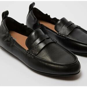 FitFlop Allegro Leather Penny Loafers All Black Size 6 NIB Comfy Featherlight